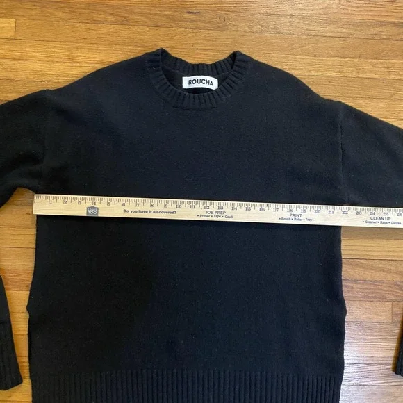 Roucha Trace Sweater Womens Large Black 100% Wool Crewneck Pullover T-Y3-006 - Picture 4 of 9